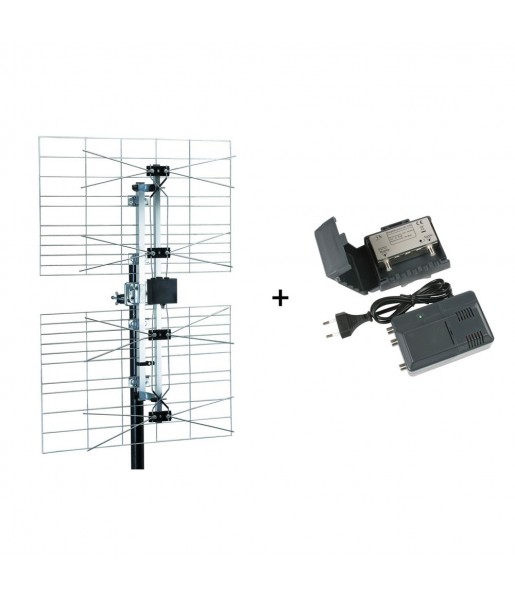 Kit Antenne Panneau UHF Extérieure TNT HD + Préampli Etanche UHF Réglable 1 entrée 1 sortie + Alimentation 220V Kit Antenne Panneau UHF Extérieure TNT HD + Préampli Etanche UHF Réglable 1 entrée 1 sortie + Alimentation 220V