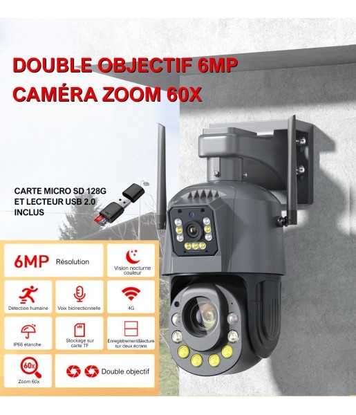Caméra Surveillance Extérieure Double Objectif IP HD Sécurité 6MP Caméra Surveillance Extérieure Double Objectif IP HD Sécurité 6MP